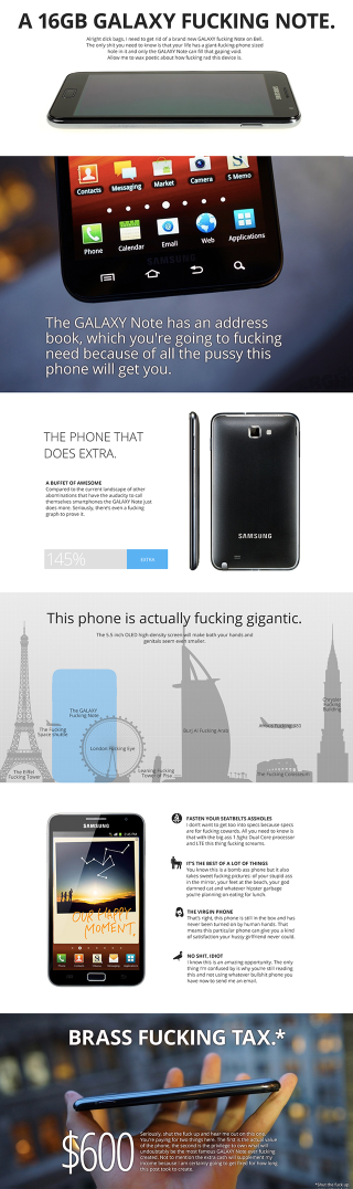 Illustration for article titled The Best F*cking Ad Ever for the Samsung Galaxy F*cking Note